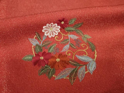 平和屋着物●中国三大刺繍　汕頭刺繍　スワトウ刺繍　総刺繍　振袖　花蝶丸文　暈し染め　銀通し地　正絹　逸品　AABL7570ck