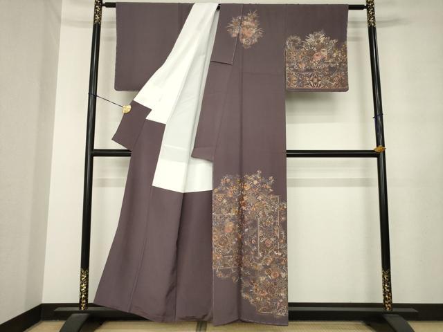 平和屋着物●訪問着　総刺繍　更紗飾花文　正絹　逸品　未使用　AABL7571ck