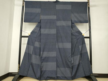 平和屋着物●紬　訪問着　格子　正絹　逸品　AABL7583ck