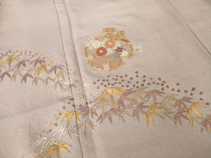 平和屋着物●訪問着　総刺繍　駒刺繍　雪輪花文　正絹　逸品　未使用　AABL7585ck
