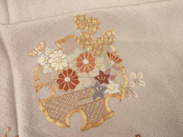 平和屋着物●訪問着　総刺繍　駒刺繍　雪輪花文　正絹　逸品　未使用　AABL7585ck