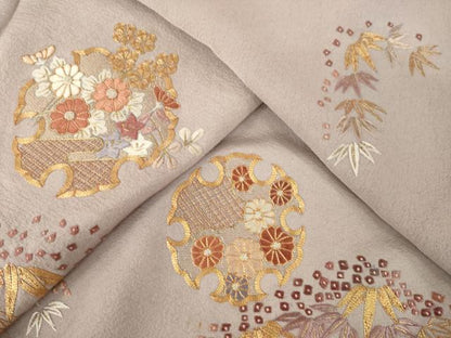 平和屋着物●訪問着　総刺繍　駒刺繍　雪輪花文　正絹　逸品　未使用　AABL7585ck