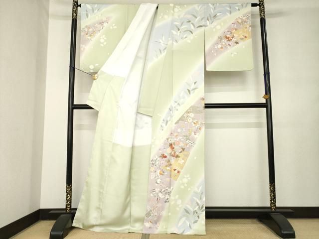 平和屋着物●創業460年・千總　訪問着　駒刺繍　短冊花文　暈し染め　金彩　正絹　逸品　未使用　AABL7601ck