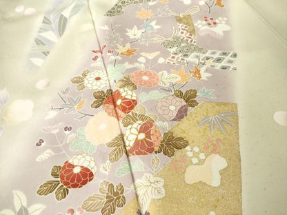 平和屋着物●創業460年・千總　訪問着　駒刺繍　短冊花文　暈し染め　金彩　正絹　逸品　未使用　AABL7601ck
