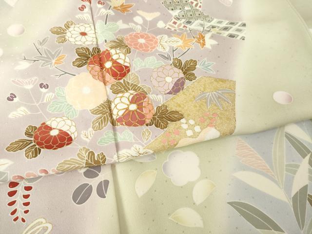 平和屋着物●創業460年・千總　訪問着　駒刺繍　短冊花文　暈し染め　金彩　正絹　逸品　未使用　AABL7601ck