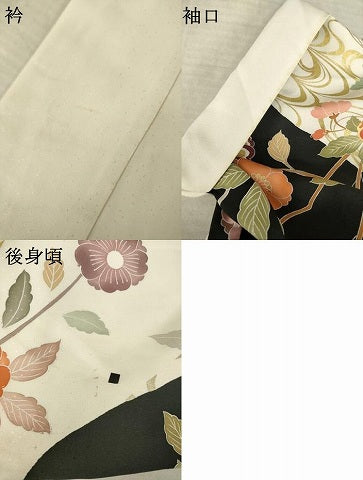 平和屋着物●創業460年・千總　振袖　駒刺繍　鳳凰花文　黒地　金彩　大丸扱い　正絹　逸品　AABL7602ck