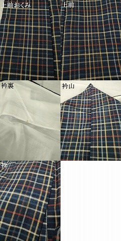 平和屋着物●郡上紬 草木染 格子 正絹 逸品 AABL7603ck
