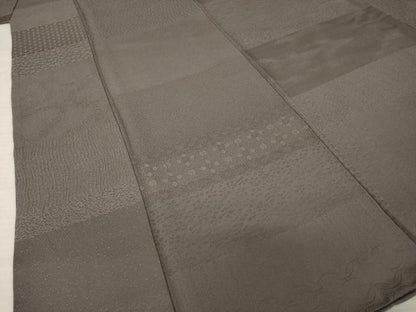 平和屋着物●上質な色無地　横段地紋　江戸鼠色　正絹　逸品　AABL7607ck