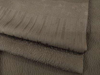 平和屋着物●上質な色無地　横段地紋　江戸鼠色　正絹　逸品　AABL7607ck