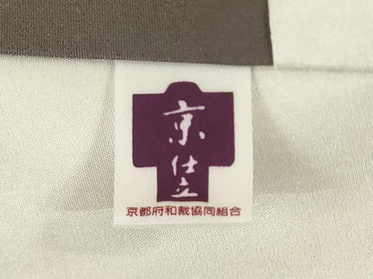 平和屋着物●上質な色無地　横段地紋　江戸鼠色　正絹　逸品　AABL7607ck