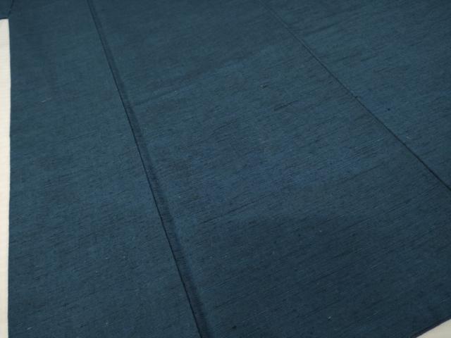 平和屋着物●男性　紬　色無地　青褐色　正絹　逸品　AABL7609ck