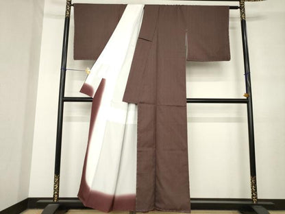 平和屋着物●お召　麻の葉文様　正絹　逸品　未使用　AABL7613ck