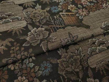 平和屋着物●本場大島紬　9マルキ　風景花文　正絹　逸品　未使用　AABL7623ck
