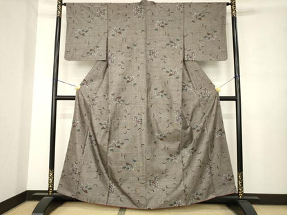 平和屋着物●本場大島紬　9マルキ　花唐草文　正絹　逸品　AABL7625ck