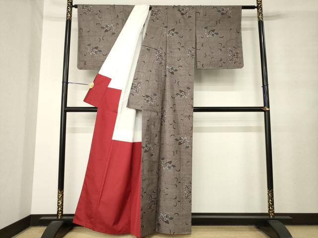 平和屋着物●本場大島紬　9マルキ　花唐草文　正絹　逸品　AABL7625ck
