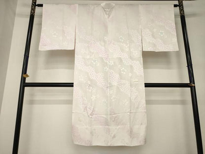 平和屋着物●長襦袢　無双仕立て　流水桜地紋　暈し染め　正絹　逸品　AABL7637ck