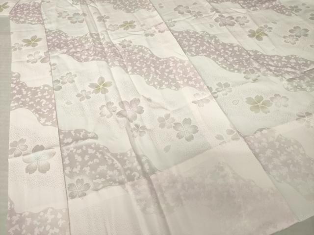 平和屋着物●長襦袢　無双仕立て　流水桜地紋　暈し染め　正絹　逸品　AABL7637ck