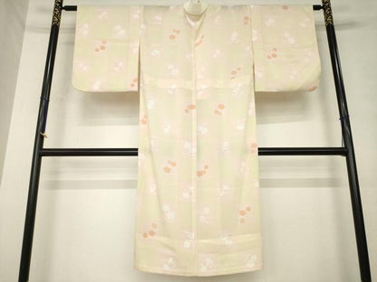 平和屋着物●長襦袢　無双仕立て　市松花文　正絹　逸品　AABL7639ck
