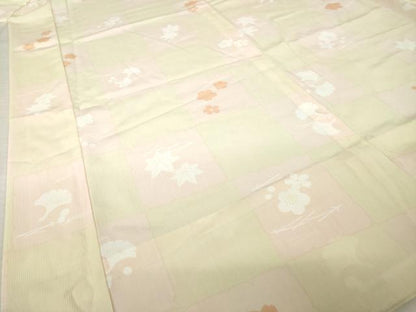 平和屋着物●長襦袢　無双仕立て　市松花文　正絹　逸品　AABL7639ck