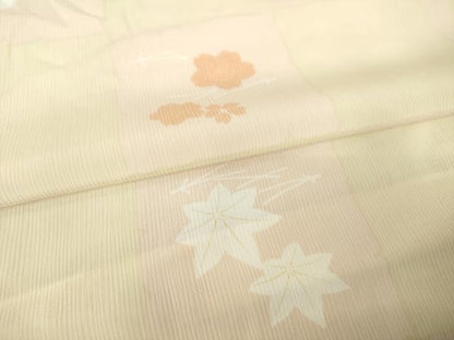 平和屋着物●長襦袢　無双仕立て　市松花文　正絹　逸品　AABL7639ck