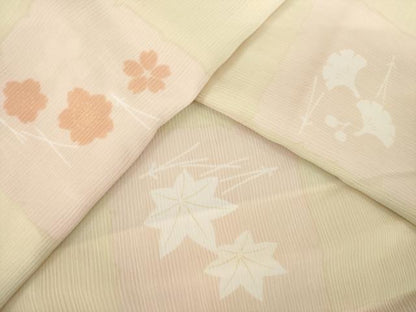 平和屋着物●長襦袢　無双仕立て　市松花文　正絹　逸品　AABL7639ck