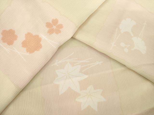 平和屋着物●長襦袢　無双仕立て　市松花文　正絹　逸品　AABL7639ck