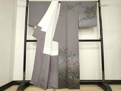 平和屋着物●中国三大刺繍　スワトウ刺繍　汕頭刺繍　総刺繍　訪問着　更紗花文　暈し染め　金糸　正絹　逸品　AABL7640ck