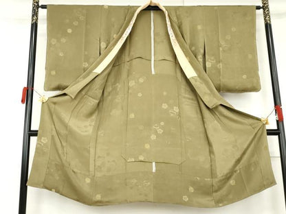 平和屋着物●長襦袢　無双仕立て　花鈴地紋　金糸　半衿刺繍　正絹　逸品　未使用　AABL7641cs