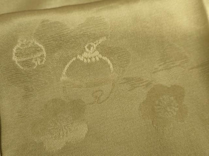 平和屋着物●長襦袢　無双仕立て　花鈴地紋　金糸　半衿刺繍　正絹　逸品　未使用　AABL7641cs