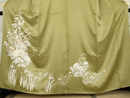 平和屋着物●訪問着　草花文　金彩　正絹　逸品　AABL7646cs