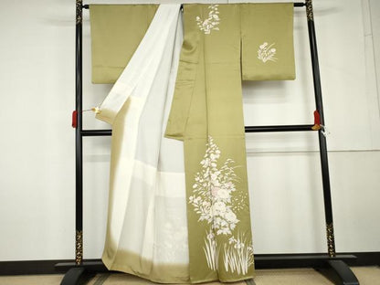 平和屋着物●訪問着　草花文　金彩　正絹　逸品　AABL7646cs
