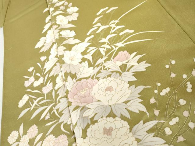 平和屋着物●訪問着　草花文　金彩　正絹　逸品　AABL7646cs