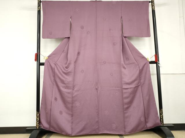 平和屋着物●上質な色無地　亀甲花地紋　菖蒲色　正絹　逸品　AABL7655cs