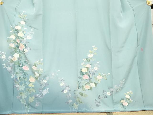 平和屋着物●訪問着　友禅　作家物　枝花文　暈し染め　ロング丈　正絹　逸品　AABL7656cs