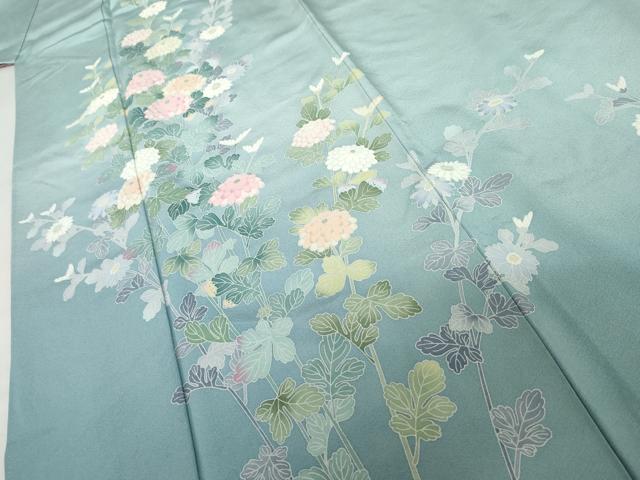 平和屋着物●訪問着　友禅　作家物　枝花文　暈し染め　ロング丈　正絹　逸品　AABL7656cs