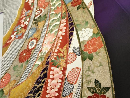 平和屋着物●豪華振袖　蔓帯鳳凰花文　暈し染め　金糸　ロング丈　正絹　逸品　AABL7658cs