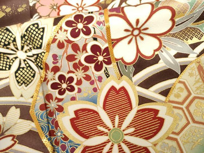 平和屋着物●豪華振袖　駒刺繍　流水吉祥花文　暈し染め　金彩　正絹　逸品　AABL7662cs