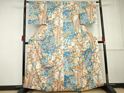 平和屋着物●創業460年・千總　小紋　吉祥花文　金彩　正絹　逸品　AABL7663cs