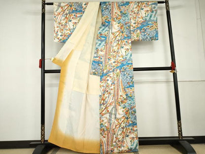 平和屋着物●創業460年・千總　小紋　吉祥花文　金彩　正絹　逸品　AABL7663cs