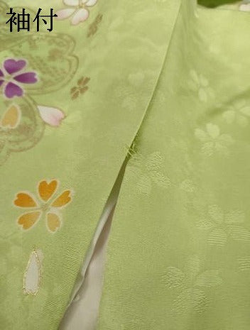 平和屋着物●豪華振袖　型染京友禅　刺繍　蔓帯花文　暈し染め　金彩　金銀糸　反端付き　ロング丈　正絹　逸品　AABL7667cs