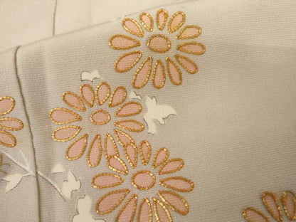 平和屋着物●訪問着　駒刺繍　竜田川花文　金彩　正絹　逸品　AABL7677cs