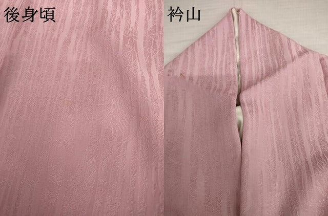 平和屋着物●上質な色無地　草花地紋　鴇色　正絹　逸品　AABL7678cs