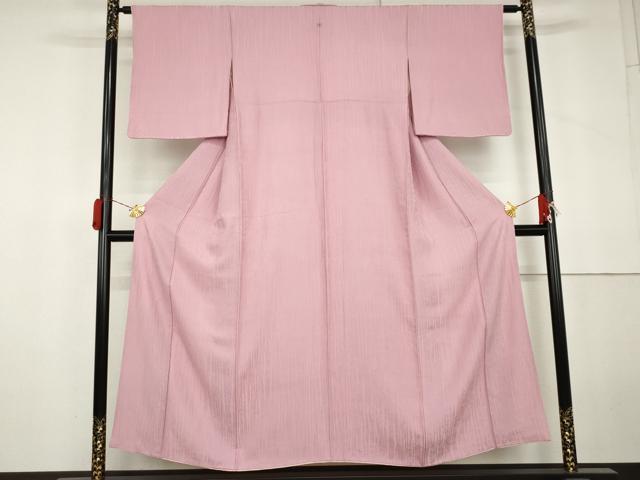 平和屋着物●上質な色無地　草花地紋　鴇色　正絹　逸品　AABL7678cs