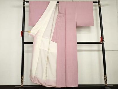 平和屋着物●上質な色無地　草花地紋　鴇色　正絹　逸品　AABL7678cs