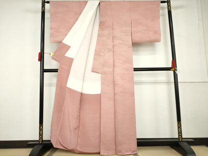 平和屋着物●上質な色無地　流水地紋　虹色　正絹　逸品　AABL7679cs