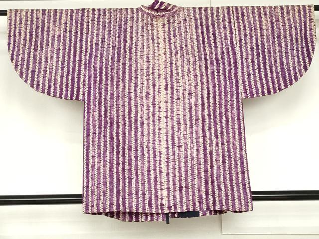 平和屋着物●紫根染　紬　道中着　総絞り　正絹　逸品　AABL7684cs