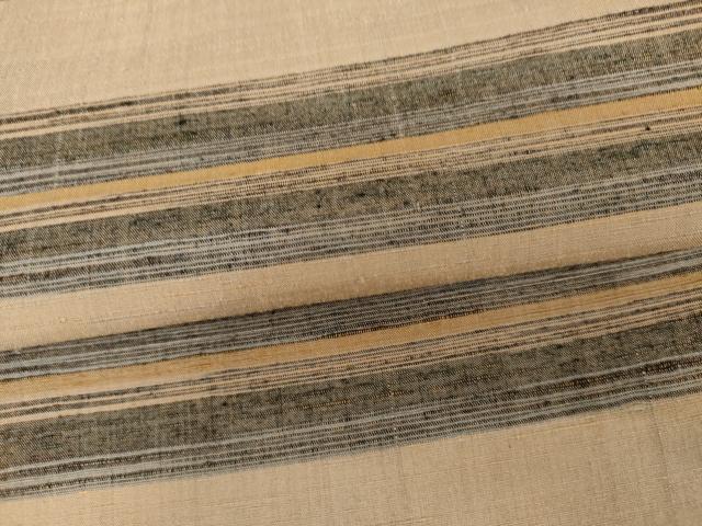平和屋着物●郡上紬　草木染　横段文　正絹　逸品　未使用　AABL7685cs