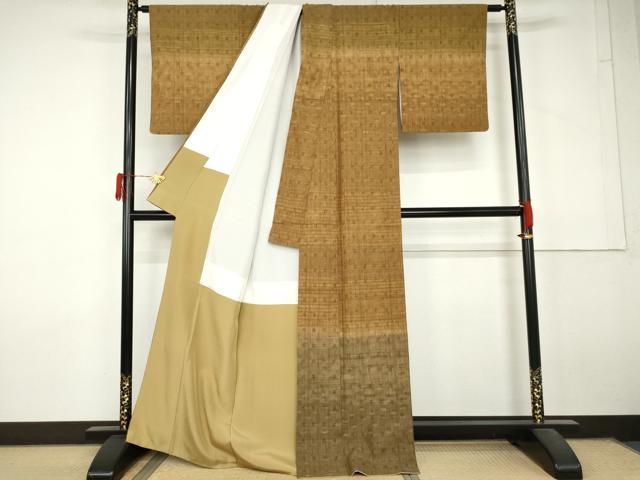 平和屋着物●訪問着　紬地　井桁絣　正絹　逸品　AABL7686cs