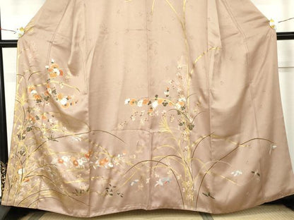 平和屋着物●訪問着　駒刺繍　枝花文　金彩　正絹　逸品　AABL7689cs