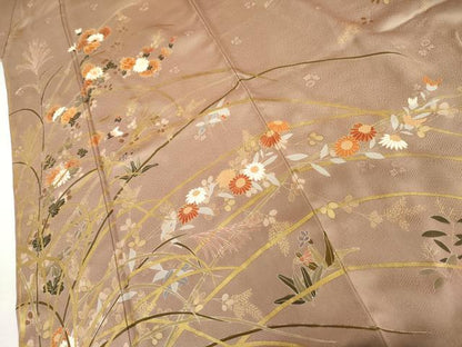 平和屋着物●訪問着　駒刺繍　枝花文　金彩　正絹　逸品　AABL7689cs